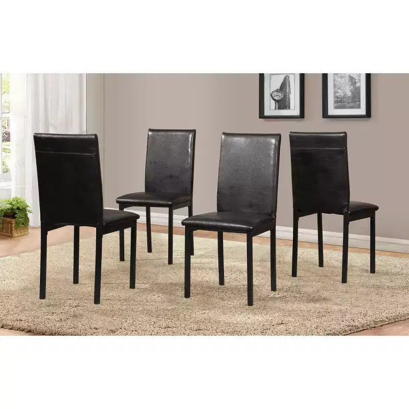 Okak Set of 4 Modern Dining Chairs, Armless Metal Frame & Faux Leather Seats, Upholstered Kitchen & Dining Room Side Chairs