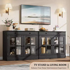 35.4 Buffet de salle à manger avec porte vitrée, meuble de rangement avec tiroir, buffet et console pour salle à manger, cuisine, salon
