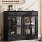 35.4 Buffet de salle à manger avec porte vitrée, meuble de rangement avec tiroir, buffet et console pour salle à manger, cuisine, salon