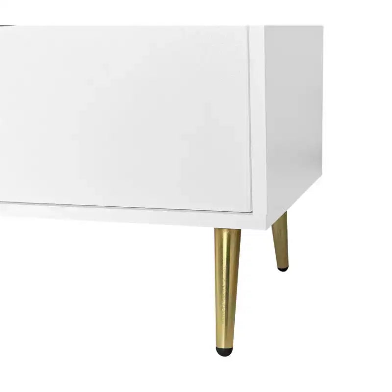 Commode à 6 tiroirs Okak avec poignées dorées et pieds en acier, grands tiroirs spacieux, meuble de rangement élégant pour l'organisation de la maison