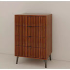 Commode à 6 tiroirs Okak avec poignées dorées et pieds en acier, grands tiroirs spacieux, meuble de rangement élégant pour l'organisation de la maison