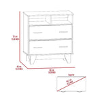 Commode Okak à 2 tiroirs avec étagères, 80 cm de large, rangement fin pour chambre/dortoir, double étagères ouvertes + tiroirs profonds, design minimaliste et peu encombrant