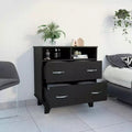 Okak 2-Drawer Dresser with Shelves 31.5 W Slim Storage for Bedroom/Dorm, Dual Open Shelves + Deep Drawers, Minimalist Space-Efficient Design