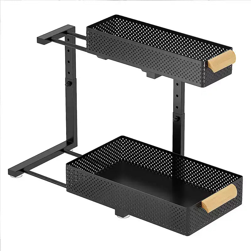 Under Sink Organizer, 2 Packs 2 Tier Under Sink Organizers and Storage, Slide Out Pull Out Cabinet Organizer Shelf