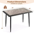 Costway Table de cuisine rectangulaire de 44 pouces avec cadre en métal, plateau en faux marbre, table de salle à manger