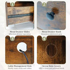 Costway Lot de 1/2 tables de chevet avec station de charge, table de nuit avec étagère de rangement, table d'appoint