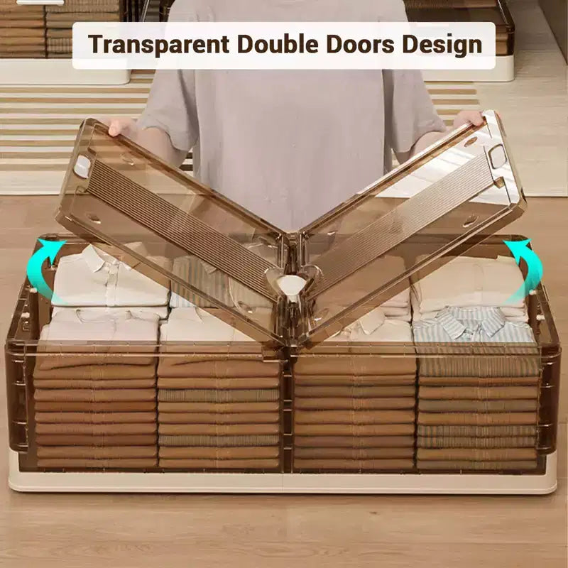 2 boîtes de rangement extra-larges en plastique - anti-poussière, rangement pliable sous le lit, transparent, avec roulettes, solution de rangement pour chambre.