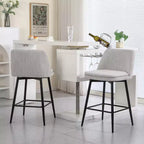 MAYEERTY Set of 2 Counter Height Swivel Bar Stools 360 Swivel Upholstered 25.6in Seat Off White Linen for Kitchen Island Pub