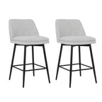 MAYEERTY Lot de 2 tabourets de bar pivotants de hauteur comptoir à 360 degrés, rembourrés, en lin blanc cassé de 65 cm pour îlot de cuisine et pub