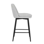 MAYEERTY Lot de 2 tabourets de bar pivotants de hauteur comptoir à 360 degrés, rembourrés, en lin blanc cassé de 65 cm pour îlot de cuisine et pub