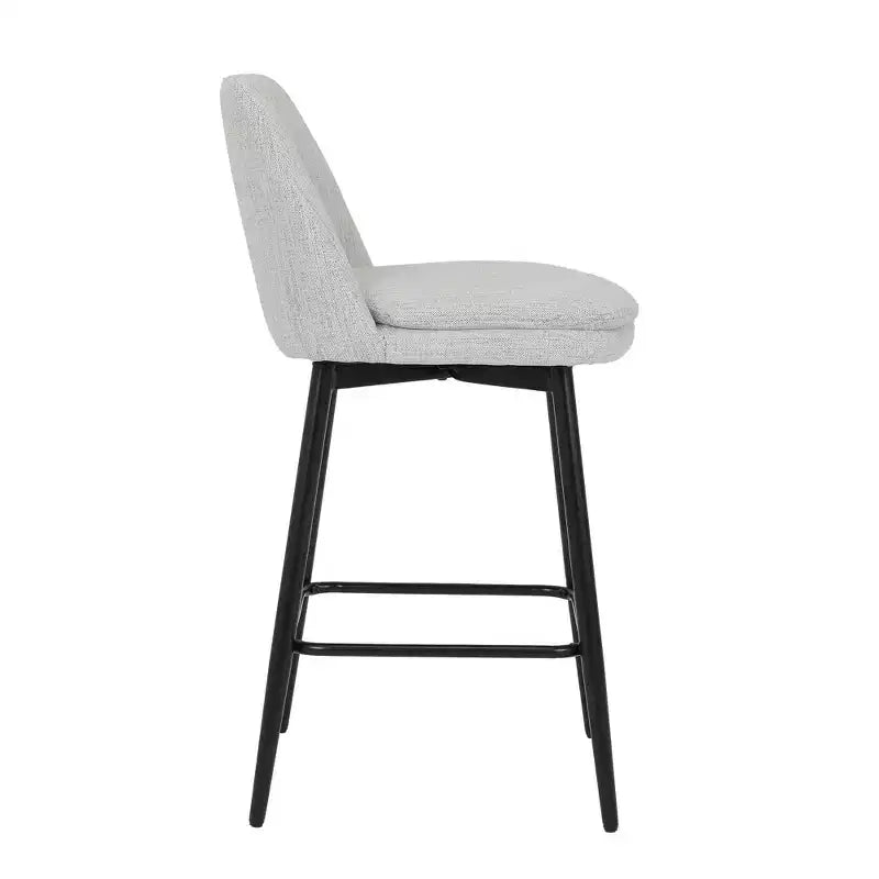 MAYEERTY Lot de 2 tabourets de bar pivotants de hauteur comptoir à 360 degrés, rembourrés, en lin blanc cassé de 65 cm pour îlot de cuisine et pub