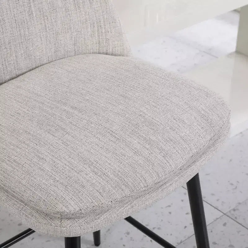 MAYEERTY Lot de 2 tabourets de bar pivotants de hauteur comptoir à 360 degrés, rembourrés, en lin blanc cassé de 65 cm pour îlot de cuisine et pub