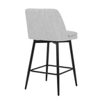 MAYEERTY Lot de 2 tabourets de bar pivotants de hauteur comptoir à 360 degrés, rembourrés, en lin blanc cassé de 65 cm pour îlot de cuisine et pub