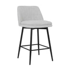 MAYEERTY Lot de 2 tabourets de bar pivotants de hauteur comptoir à 360 degrés, rembourrés, en lin blanc cassé de 65 cm pour îlot de cuisine et pub