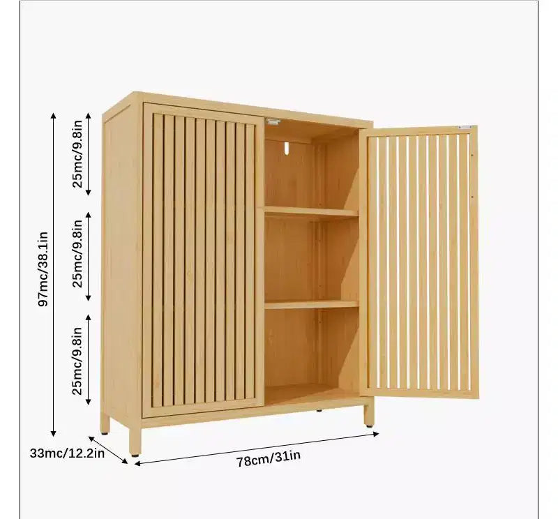 GDFStudio Smedley Armoire de Rangement Moderne 38.1 en Bambou avec 2 Portes