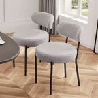 MAYEERTY Chaise de salle à manger confortable capitonnée, coussin d'assise gris, cadre en acier noir, dossier pour salle à manger et chambre à coucher