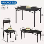 Ensemble table de salle à manger 4 places, table de cuisine avec chaises, table de salle à manger rectangulaire en bois avec banc rembourré pour petit espace, dîner, appartement
