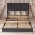 Cadre de lit rembourré Queen Size avec tête de lit réglable, cadre de lit robuste, sommeil silencieux, pas besoin de sommier tapissier, assemblage facile, gris