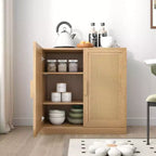 Meuble de rangement Adam en grain de bois noir avec porte en osier (31x31x16)