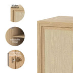 Meuble de rangement Adam en grain de bois noir avec porte en osier (31x31x16)