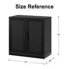 Meuble de rangement Adam en grain de bois noir avec porte en osier (31x31x16)