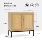 Buffet en rotin HYLEORY, meuble de rangement à 2 portes avec pieds réglables