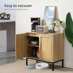 Buffet en rotin HYLEORY, meuble de rangement à 2 portes avec pieds réglables