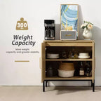 Buffet en rotin HYLEORY, meuble de rangement à 2 portes avec pieds réglables