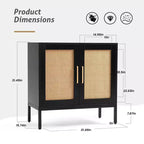 Buffet en rotin HYLEORY, meuble de rangement à 2 portes avec pieds réglables