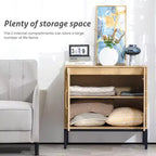 Buffet en rotin HYLEORY, meuble de rangement à 2 portes avec pieds réglables