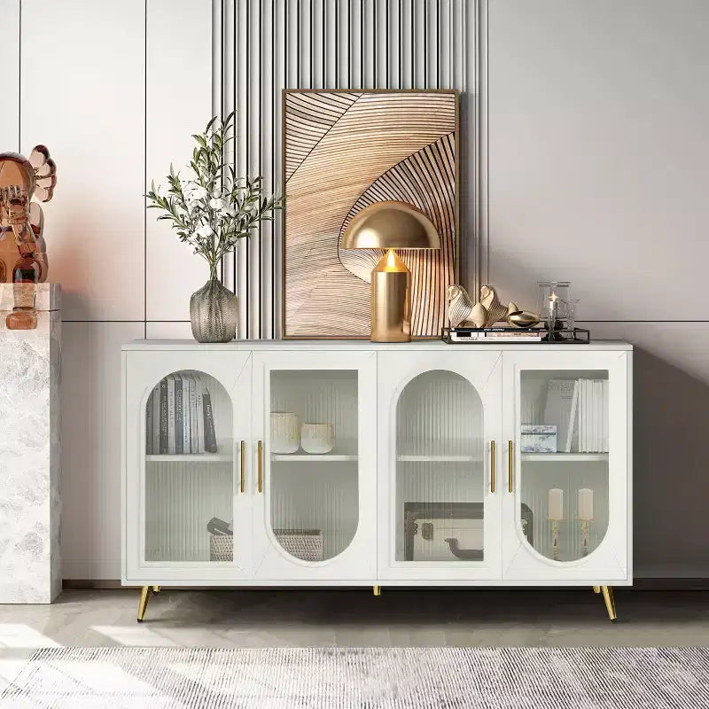 Multipurpose Wood Stand with Storage Cabinet & Adjustable Shelves - Ideal Console for Living Room & Bedroom