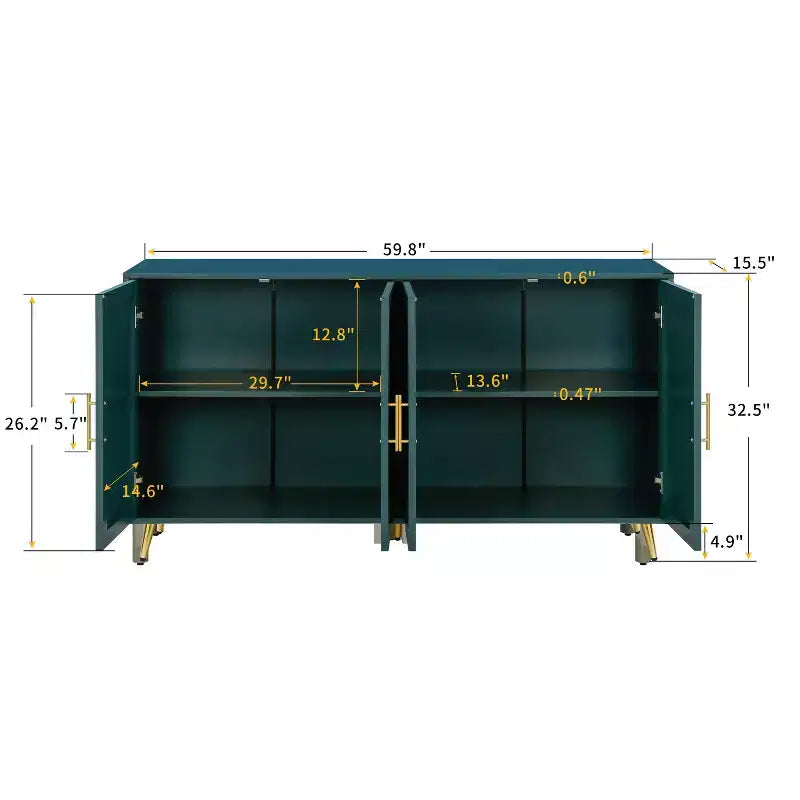Meuble TV multifonction en bois avec armoire de rangement et étagères réglables - Console idéale pour le salon et la chambre