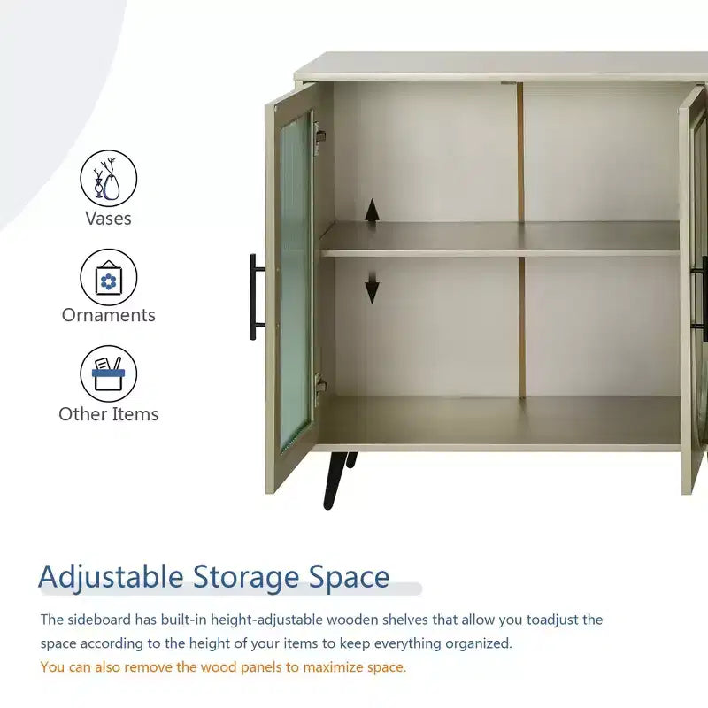 Meuble TV multifonction en bois avec armoire de rangement et étagères réglables - Console idéale pour le salon et la chambre