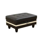 Ensemble de canapé d'angle en similicuir noir et blanc, élégance moderne - Design en L, rembourrage épais, pouf assorti
