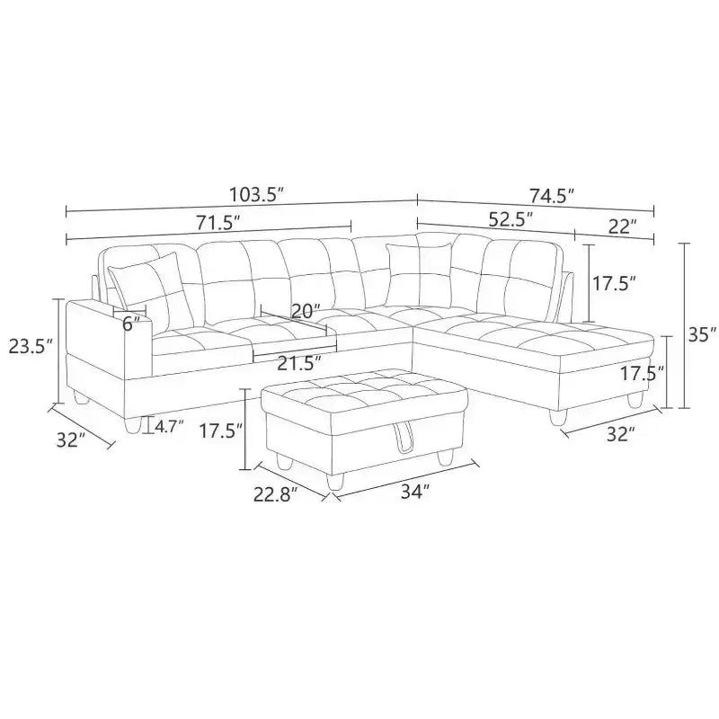 Ensemble de canapé d'angle en similicuir noir et blanc, élégance moderne - Design en L, rembourrage épais, pouf assorti