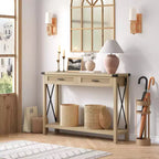 TROPOW Console d'entrée, Table d'appoint en Bois, Meuble de Rangement pour Entrée ou Salon, avec 2 tiroirs