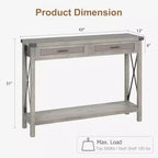 TROPOW Console d'entrée, Table d'appoint en Bois, Meuble de Rangement pour Entrée ou Salon, avec 2 tiroirs