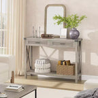 TROPOW Console d'entrée, Table d'appoint en Bois, Meuble de Rangement pour Entrée ou Salon, avec 2 tiroirs
