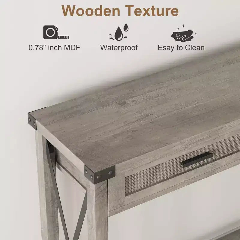 TROPOW Console d'entrée, Table d'appoint en Bois, Meuble de Rangement pour Entrée ou Salon, avec 2 tiroirs
