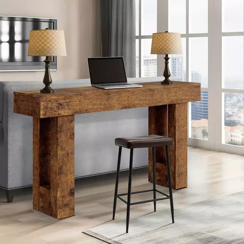 Console rustique – Table d'entrée vintage minimaliste 61", table de canapé rustique de rangement avec étagères ouvertes