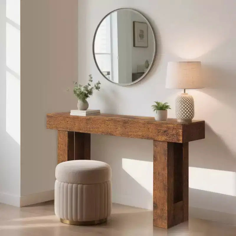 Console rustique – Table d'entrée vintage minimaliste 61", table de canapé rustique de rangement avec étagères ouvertes