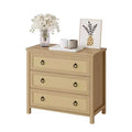 Rattan Dresser for Bedroom, Tall Freestanding Boho Chest of Drawers, Wood Storage Cabinet for Living Room, Closet