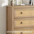Commode en rotin pour chambre à coucher, chiffonnier bohème haut autoportant, armoire de rangement en bois pour salon, placard