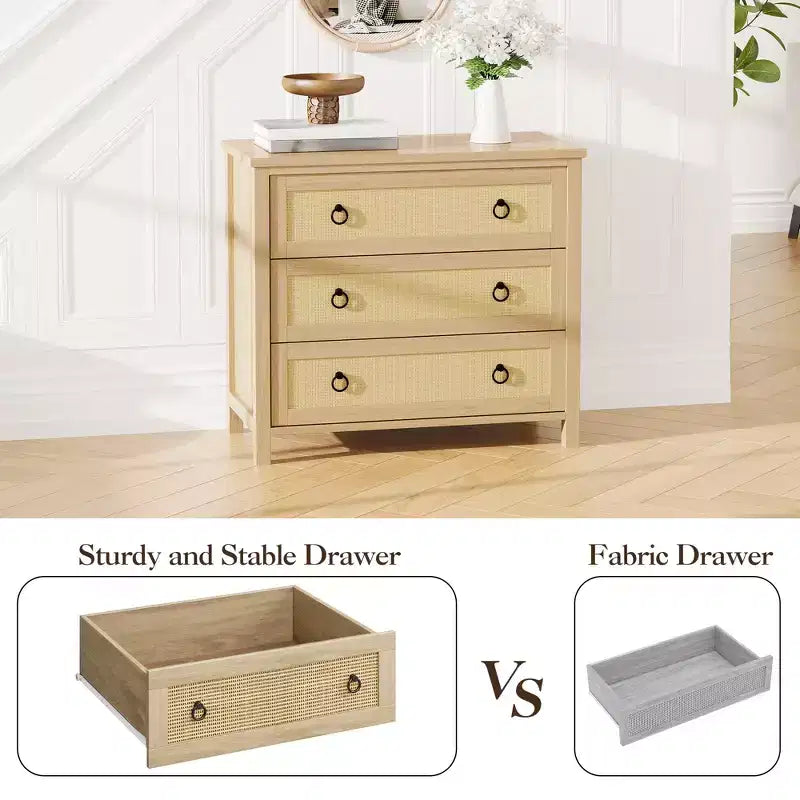 Commode en rotin pour chambre à coucher, chiffonnier bohème haut autoportant, armoire de rangement en bois pour salon, placard