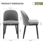Acekool Lot de 2 chaises de salle à manger rembourrées, chaises d'appoint de cuisine modernes en tissu avec coussin, pieds en bois, dossier incurvé