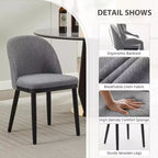 Acekool Lot de 2 chaises de salle à manger rembourrées, chaises d'appoint de cuisine modernes en tissu avec coussin, pieds en bois, dossier incurvé