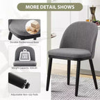 Acekool Lot de 2 chaises de salle à manger rembourrées, chaises d'appoint de cuisine modernes en tissu avec coussin, pieds en bois, dossier incurvé