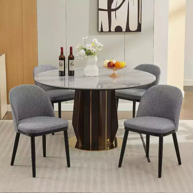 Acekool Lot de 2 chaises de salle à manger rembourrées, chaises d'appoint de cuisine modernes en tissu avec coussin, pieds en bois, dossier incurvé