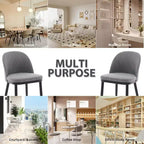 Acekool Lot de 2 chaises de salle à manger rembourrées, chaises d'appoint de cuisine modernes en tissu avec coussin, pieds en bois, dossier incurvé
