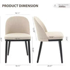 Acekool Lot de 2 chaises de salle à manger rembourrées, chaises d'appoint de cuisine modernes en tissu avec coussin, pieds en bois, dossier incurvé